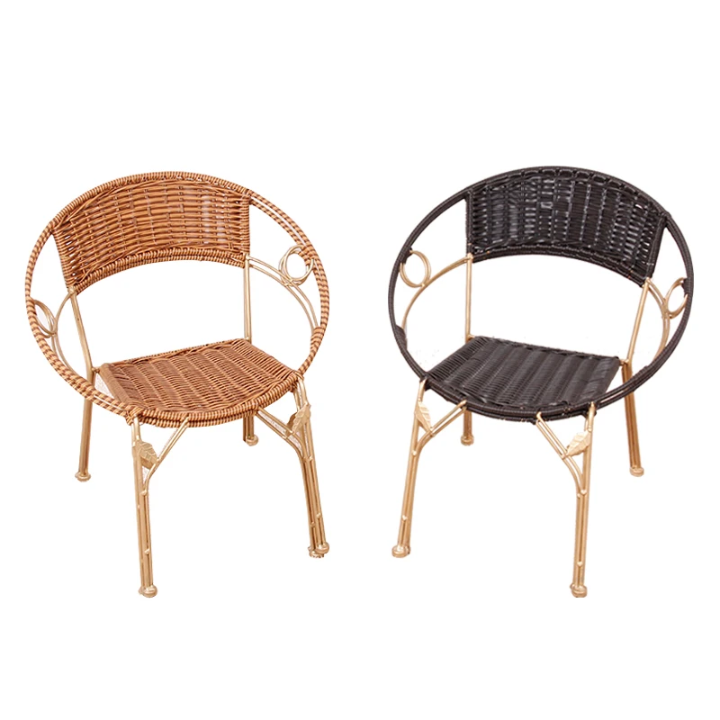 Rattan Stool Rattan Chair Small Rattan Chair Home Small Stool Plastic Low Stool Backrest Chair
