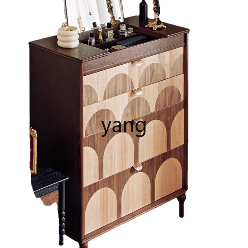 Yjq Retro Style Solid Wood Dressing Table Country Solid Wood Locker Chest of Drawer Chest of Drawers