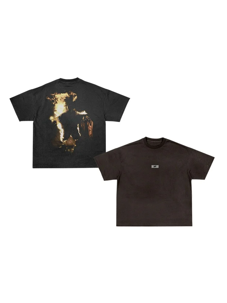 Waed Vintage ort Sve T-irt for Rappers Summer Faionable Cotton round Ne Print Top ex Breathable Sweat Absorbent