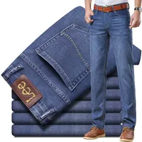 Lee Dex Jeans Men's Spring Summer Thin Soft Tulle Cotton Stretch Business Straight Leg Ultra-thin Breathable Pants Casual Fit