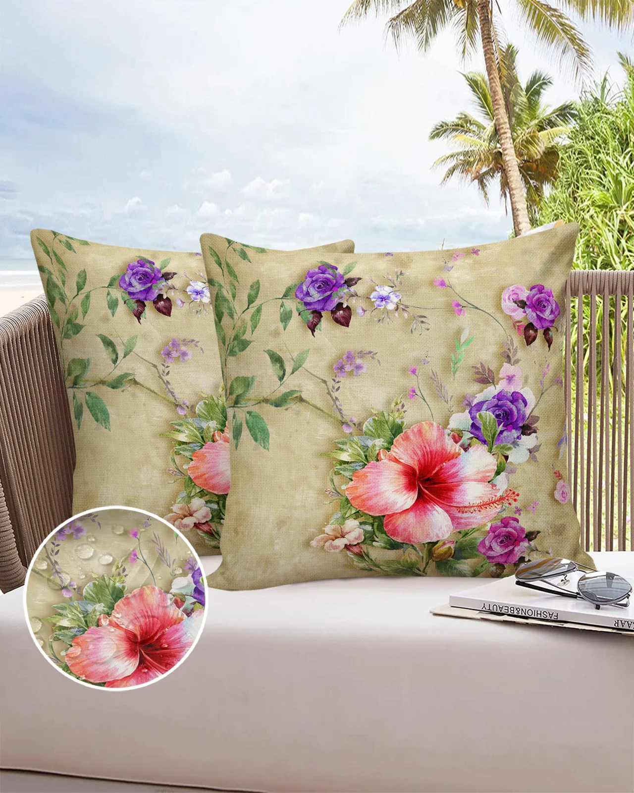 2pcs Pillowcase Morning Glory Retro Flower Abstract Cushion Cover Sofa Throw Pillowcase Bedroom Home Decoration Pillow Cases