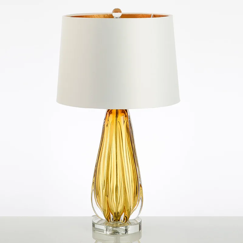 

Simple postmodern yellow striped glazed lamp, bedroom bedside, creative desk lamp