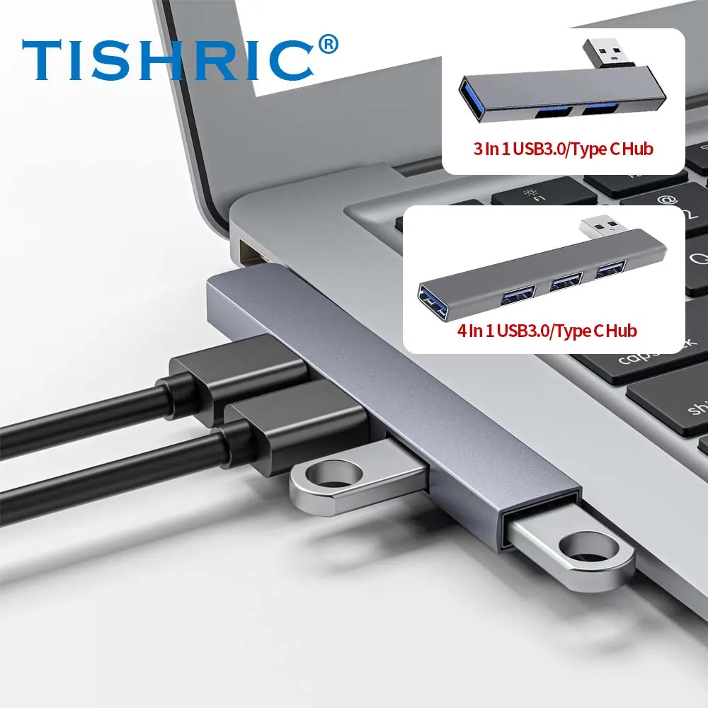 TISHRIC Type C/USB3.0 HUB To USB 2.0 USB 3.0 Splitter Adapter OTG Extender Docking Station For Laptop Computer PC Mobile Phone