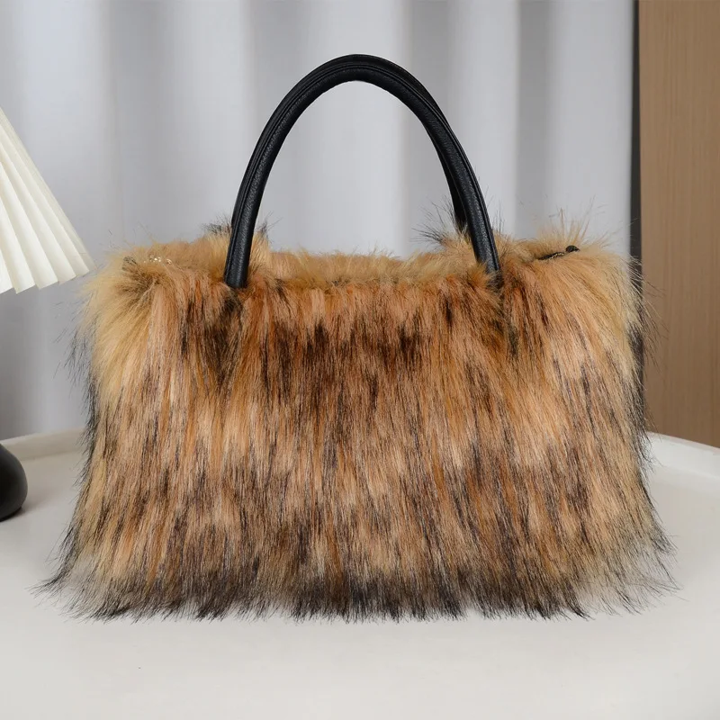 

Fashionable Plush Fur Women's Shoulder Bag Luxury Handbag Crossbody Bag Street Style Winter Collection Chinese Manufacturer