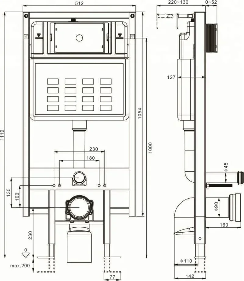 Wholesale Price Wall Mounted Concealed Toilet Flush Upper Double Push Type Hot Sales