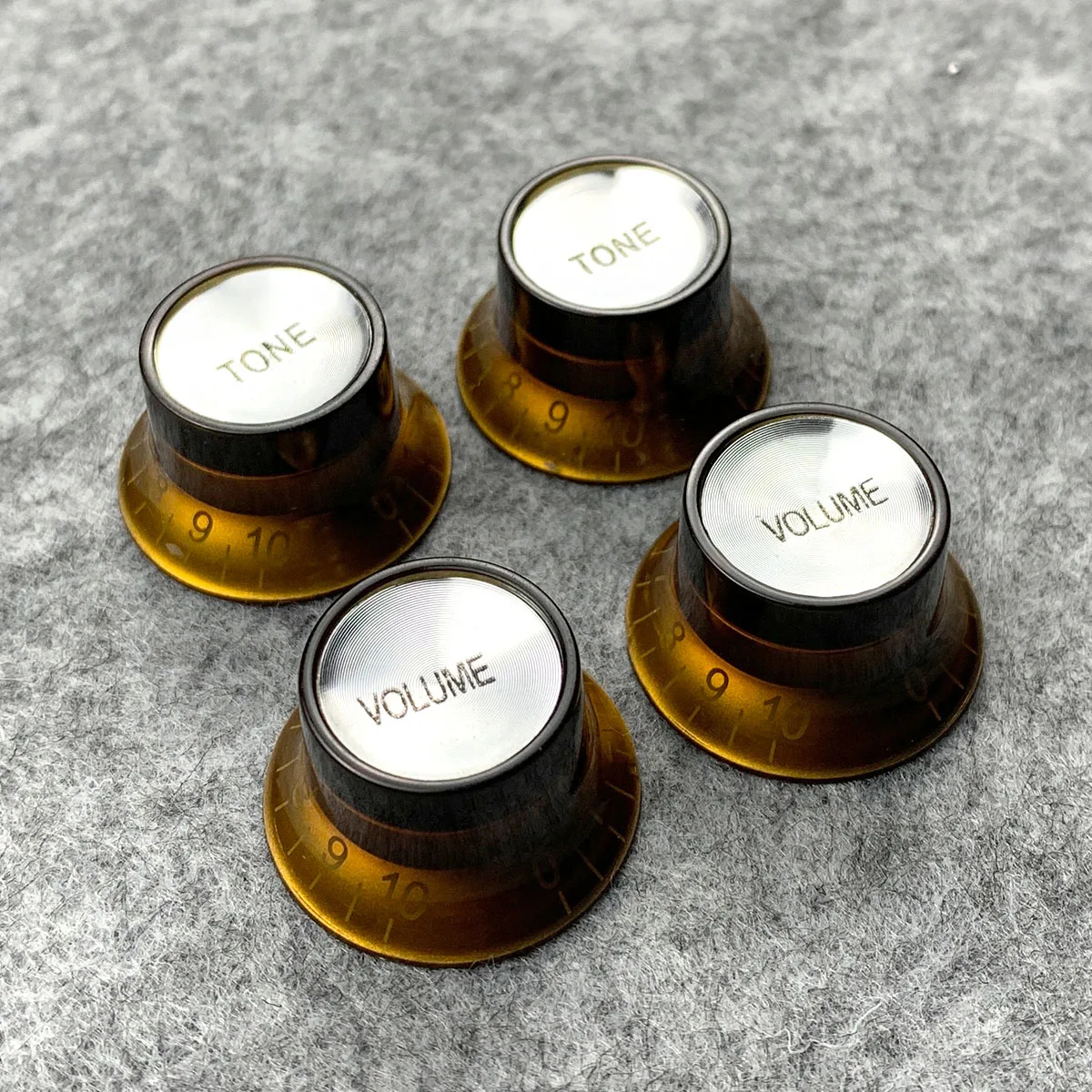 FLEOR 4 Stück 2T2V Vintage LP Gitarre Volume Tone Control Knöpfe 18 Splines mit Aluminium Top E-Gitarre Teile – Detail 5