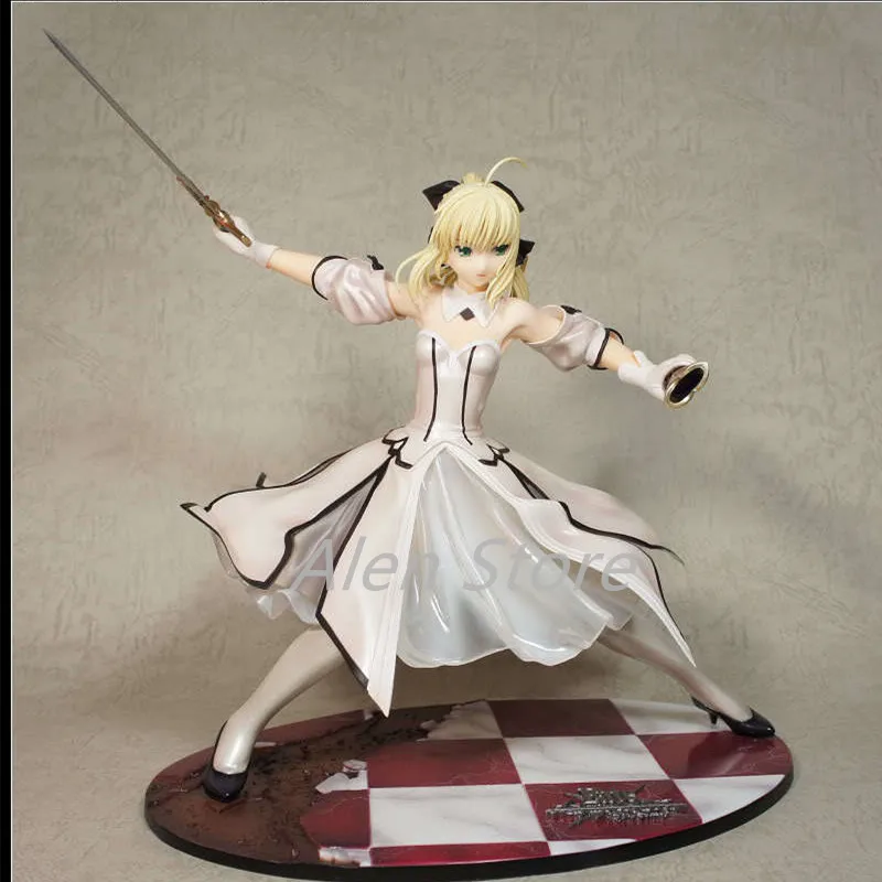 Fate Stay Night White 21cm Japanese Anime Figure Saber Lily The Sword of Gold Victory PVC Action Figure Model Dolls Toys