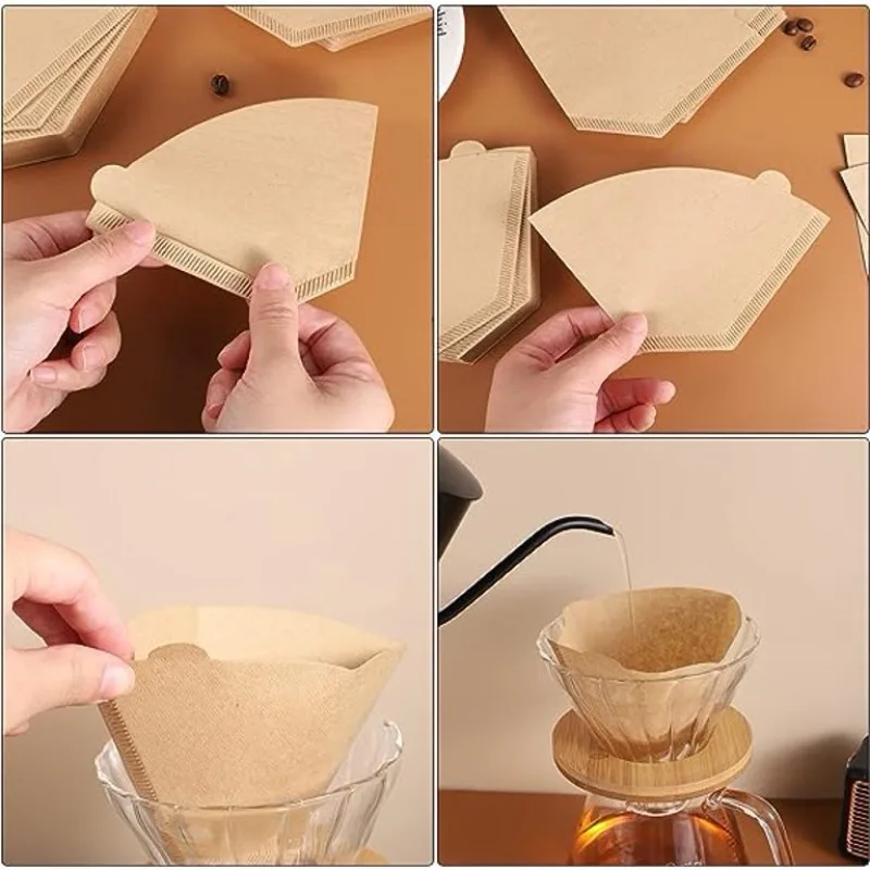 Einweg-Kaffeepapierfilter mit Kegel für Händetropfen und Übergießen von Brauen. Langlebiges Design, einfach zu verwenden für die tägliche Kaffeezubereitung
