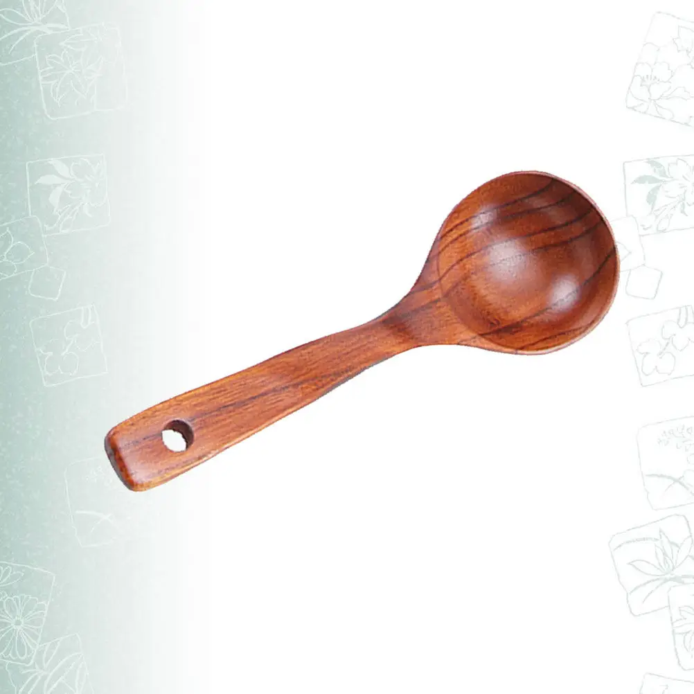 1Pcs Natural Wood Soup Ladle Long Handle Serving Scoop Porridge Spoon Kitchen Utensil Smooth Rounded Edges for Home Restaurant