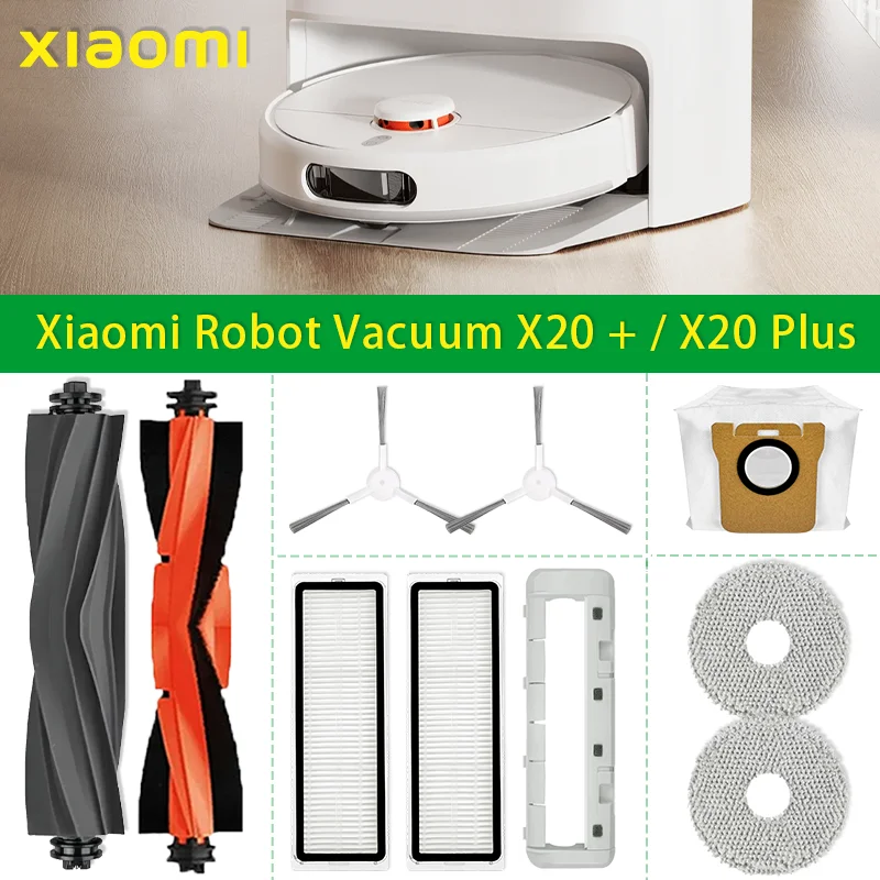 Para xiaomi robô vácuo x20 +/x20 plus saco de pó mop pano acessórios escova lateral principal filtro hepa peças reposição