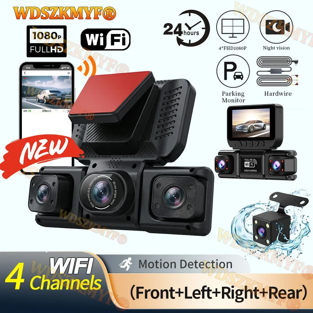 New 1080P Quad Lens Car Camera 360° WIFI dashcam Car DVR 24H Parking Monitor G-Sensor Night Vision Car Security Accessory