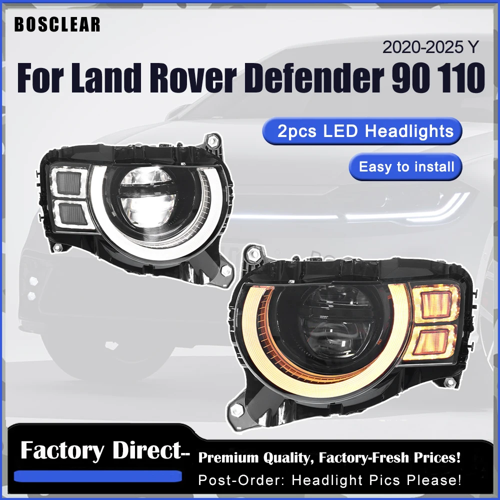 

Высококачественные матричные светодиодные линзы для 2020-25 для Land Rover Defender, дневные ходовые огни, модификация рулевого управления в сборе, светодиодные фары