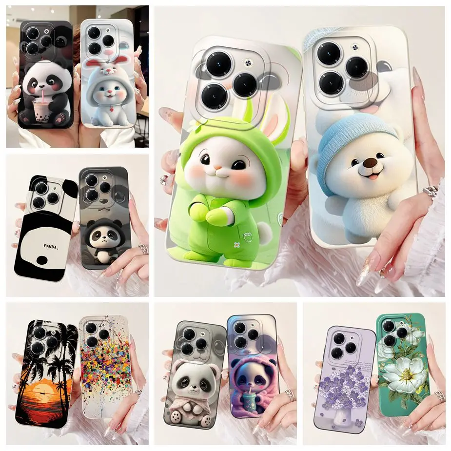 For Infinix Hot 40 Pro Case X6837 Cute Rabbit Cartoon Cover Shockproof Soft TPU Phone Case For Infinix Hot 40i Hot 40 Pro Bumper