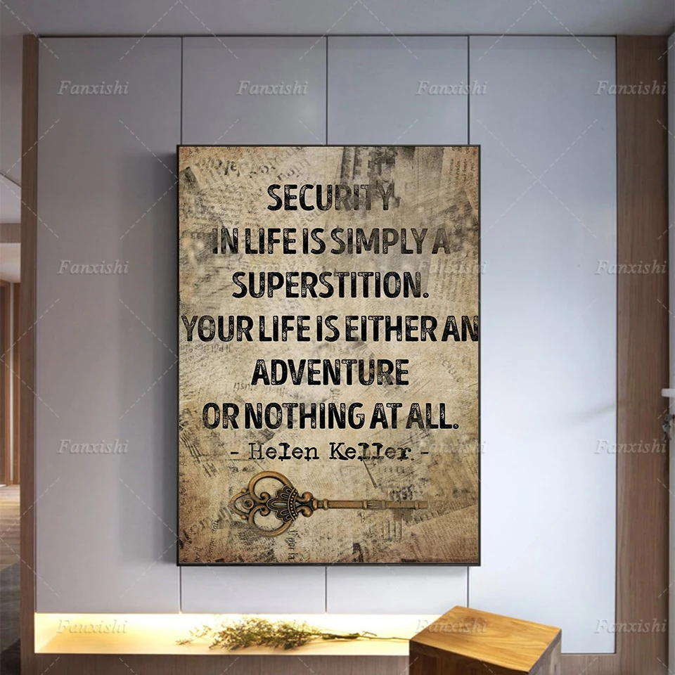 Print Security In Life Is Simply A Superstition Your Life Is Either An Adventure Or Nothing At All Motivational Canvas Poster