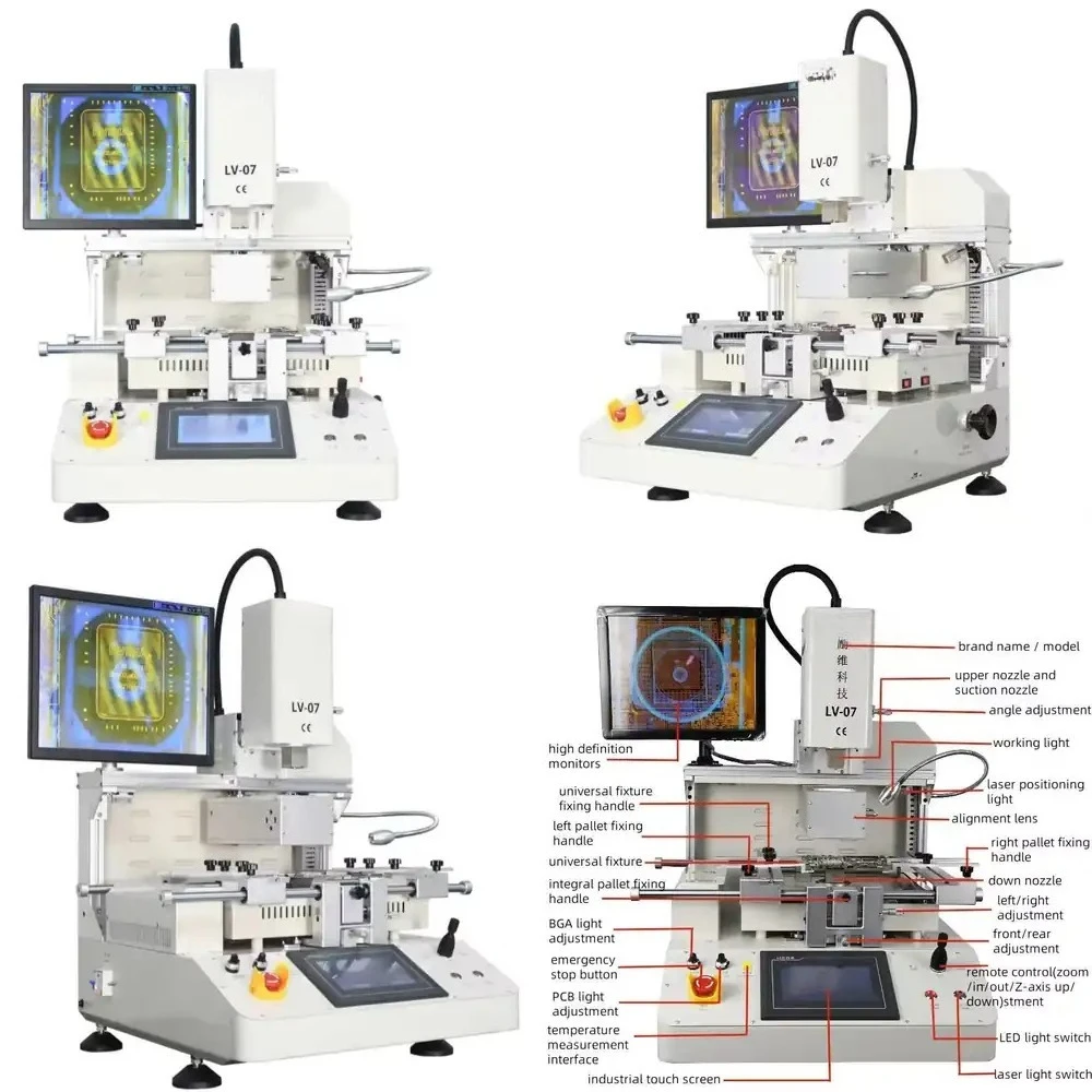 BGA Rework Station LV-07 3 Zones Hot Air Touch Screen Solder Machine 4800W Soldering Tools Optical Alignment System