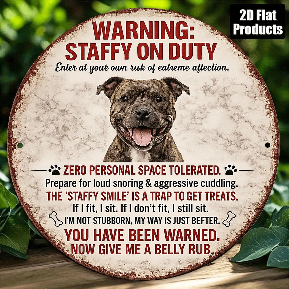 2D Flat, 2D Flat Print, 1pc Pack, Suitable for Garage, Bar, Cafe Wooden Wall Decor - Vintage Staffordshire Bull Terrier 