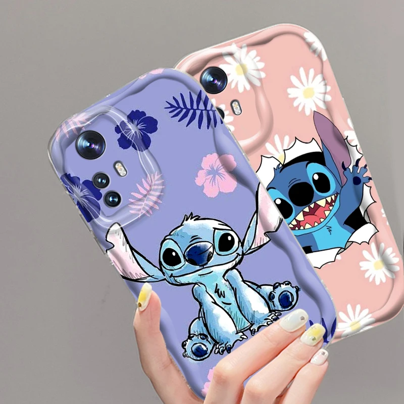 Cute Stitch Disney Art Design For Xiaomi Mi 14 12 12T 11 Lite Poco M6 X6 X5 X4 X3 M3 F4 Pro GT NFC 5G Wave Oil Back Phone Case