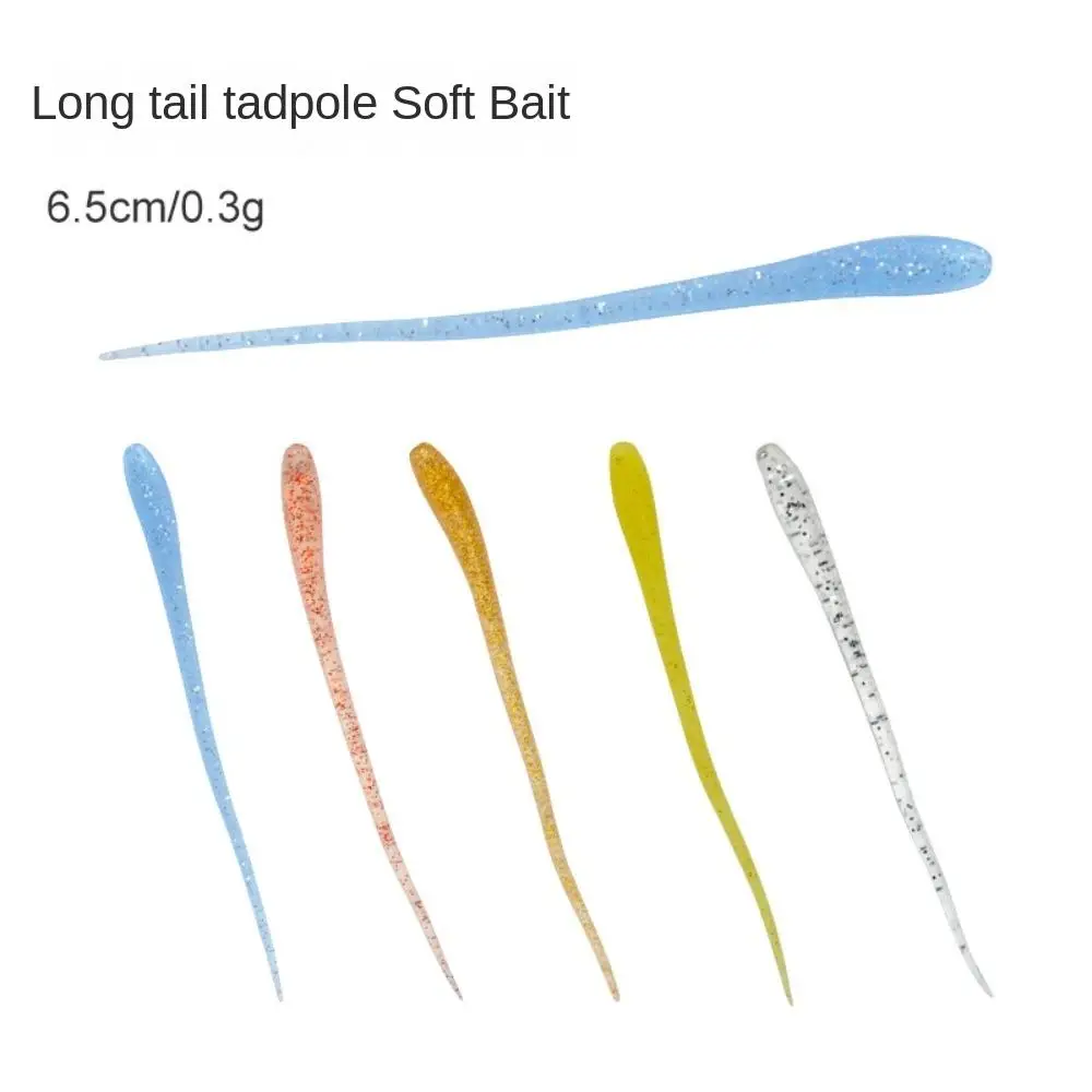 40Pcs Long Tailed Tadpole Soft Bait for Sea Fishing Soft Insect Fishy Fake Bait Path Sub Bait Needle Tail