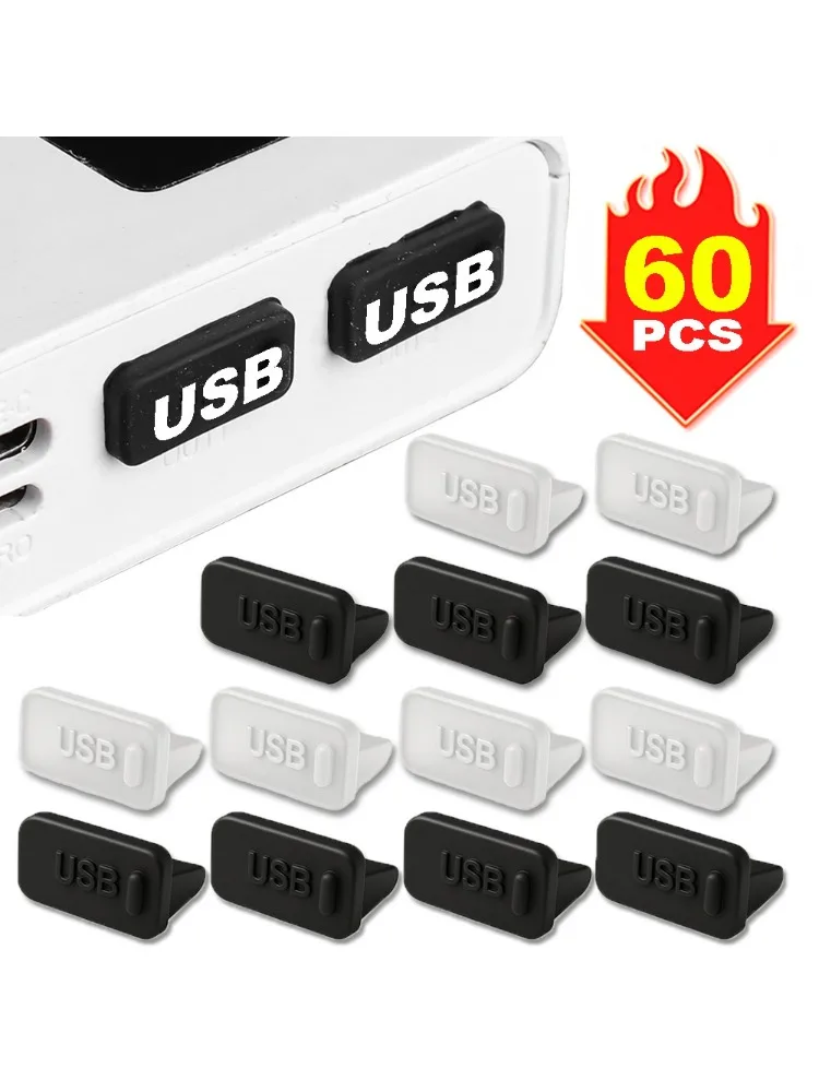 Bouchon anti-poussière en Silicone pour USB-A, 10-60 pièces, capuchon de Port de chargeur, prise femelle, protecteurs universels anti-poussière pour PC portable et ordinateur portable