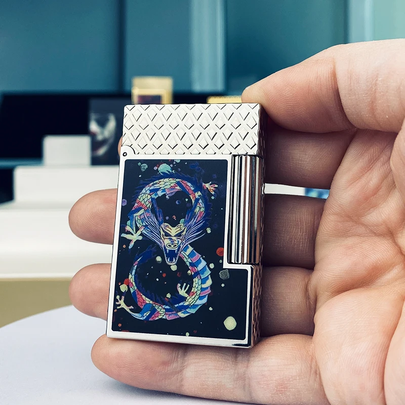 

New commemorative edition single and double flame luxury lighter Ping Sound natural paint cigarette smoking butane lighter 11805