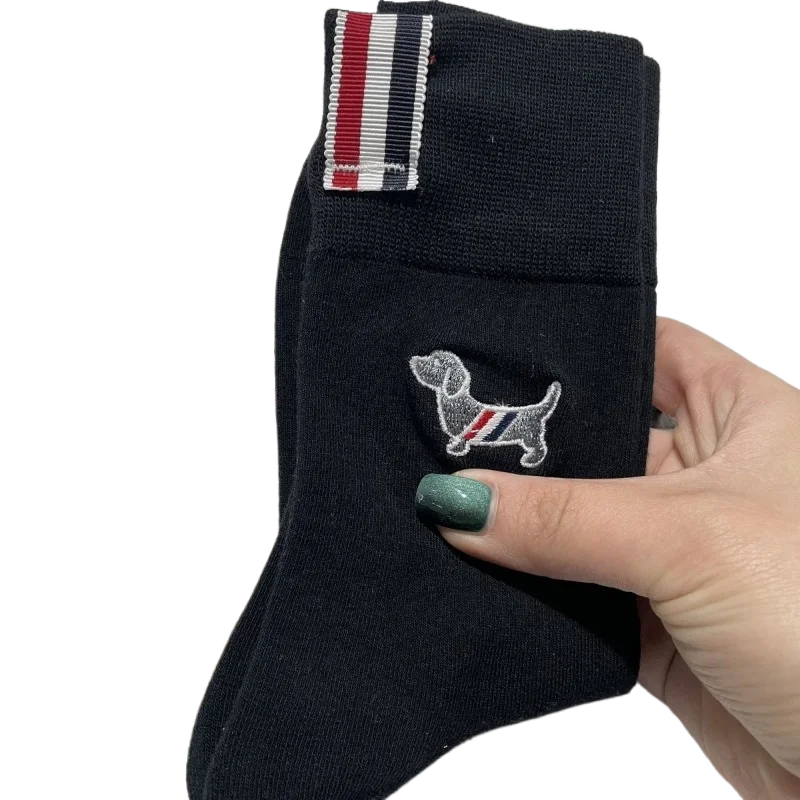 

Hot selling embroidered puppy pure cotton high tube socks for men and women, high-quality and fashionable versatile trendy socks