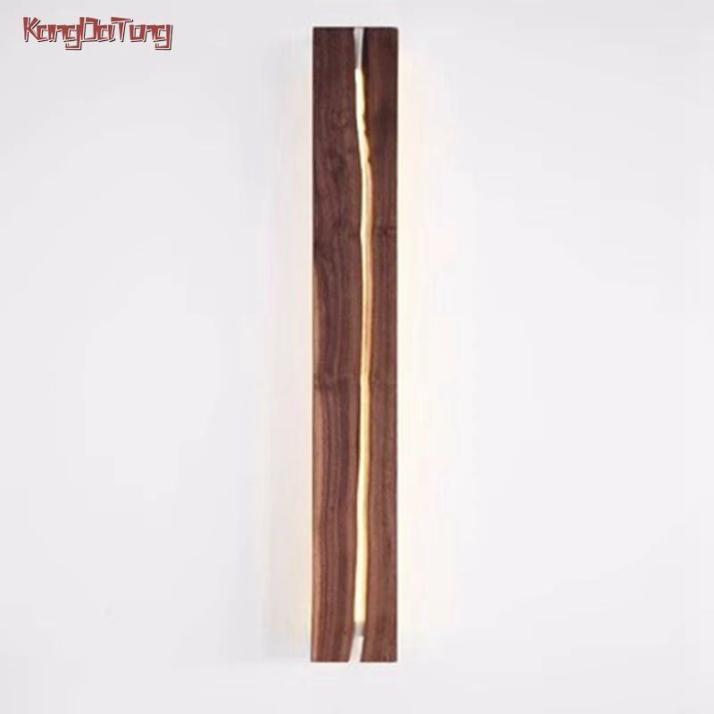 Natural Solid Wood Cracked Wood Luminous Interior Painting Led Wall Lamp For Living Room Dining Room Porch Bedside Decoration