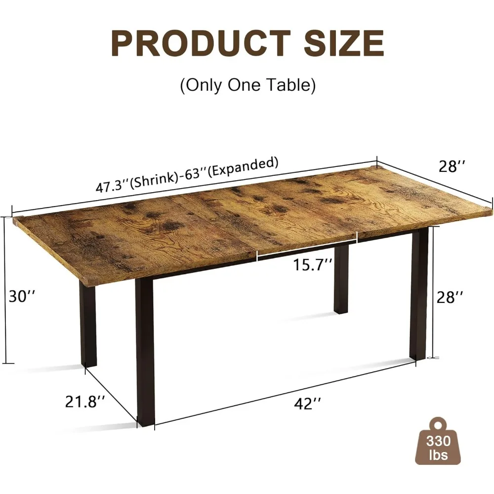 مقاعد طاولة طعام قابلة للتوسيع 4-6، 63 طاولة مطبخ معاصرة، أثاث غرفة طعام ريفي لتناول الطعام، المطبخ، المكتب، Livi