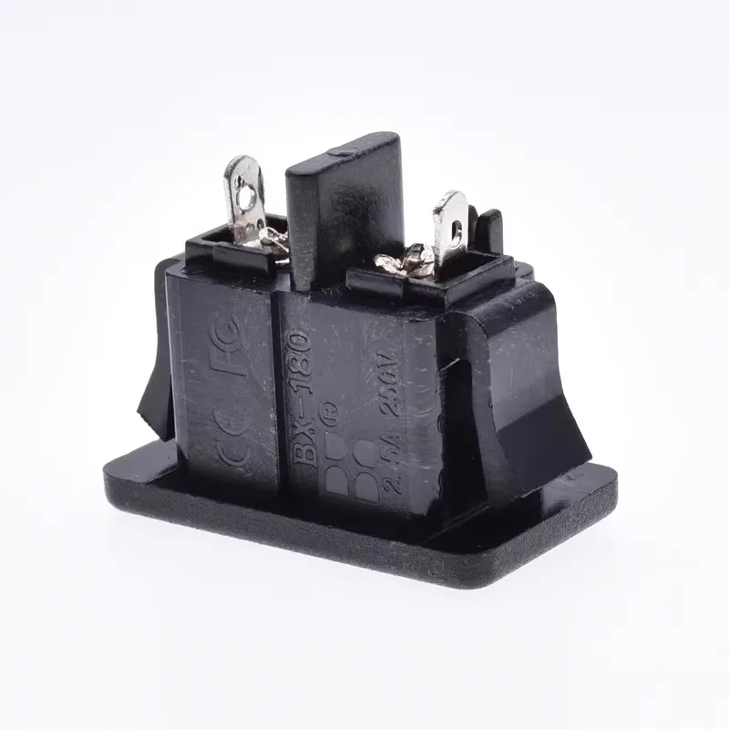 10Pcs AC 250V 2.5A Socket Connector IEC320 C8 Black 2 Terminal Power Plug Inlet Socket AC 250V 2.5A