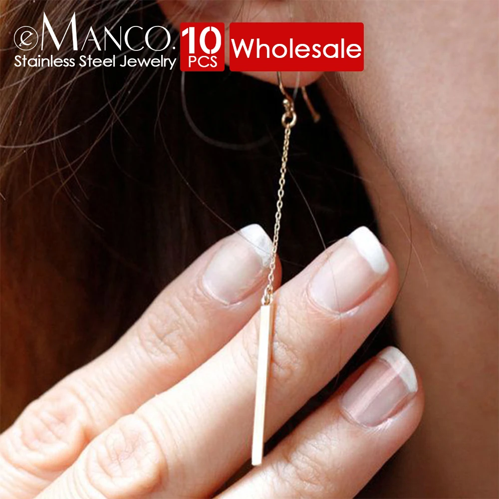 eManco 10PCS Trendy Long Earrings for Women Korean Drop Dangle Minimalist Fish Hoop Earrings Statement piece  Wholesale Direct