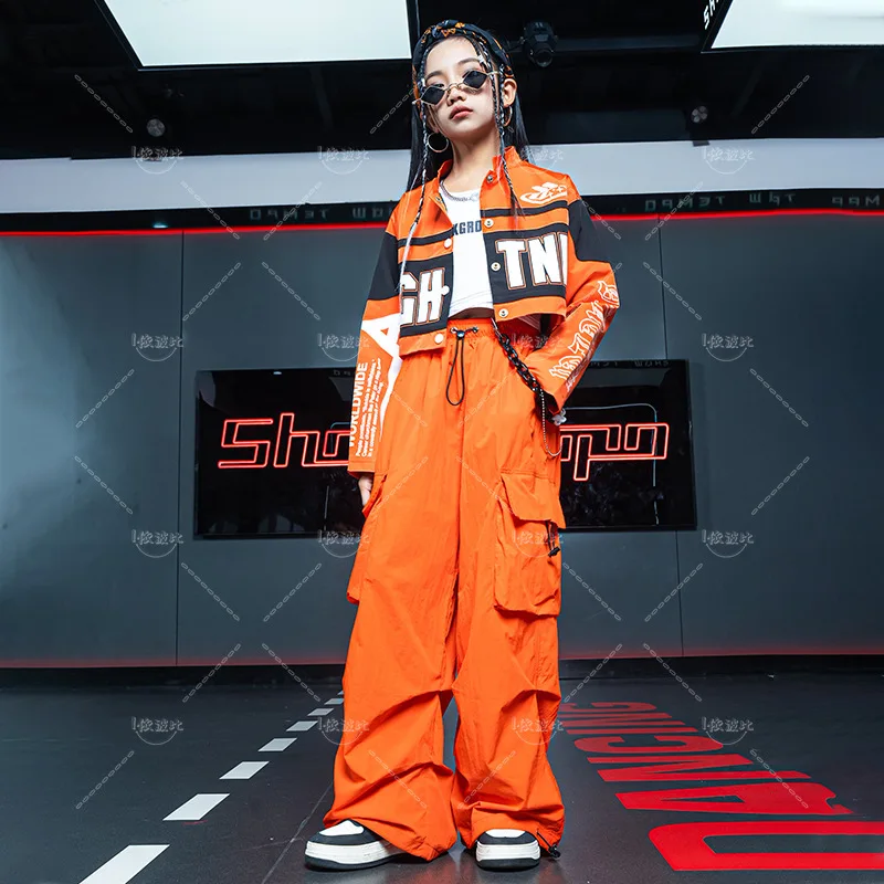 女の子のダンスショーのスーツ,ジャケット,トップ,パンツ,社交ダンス服,ヒップホップコスチューム,ジャズダンス服,ガールズストリートウェア,ファッション