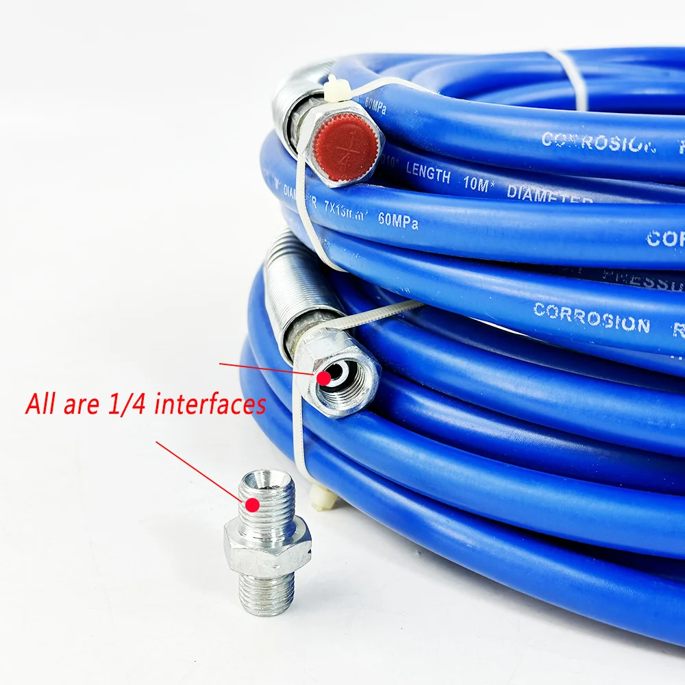 1/4 Inch 0.5M-13M Blue Double Layer Braided Spray Pipe 5800PSI Super Strong Airless Spray Nozzle Spare Parts Connection Pipe