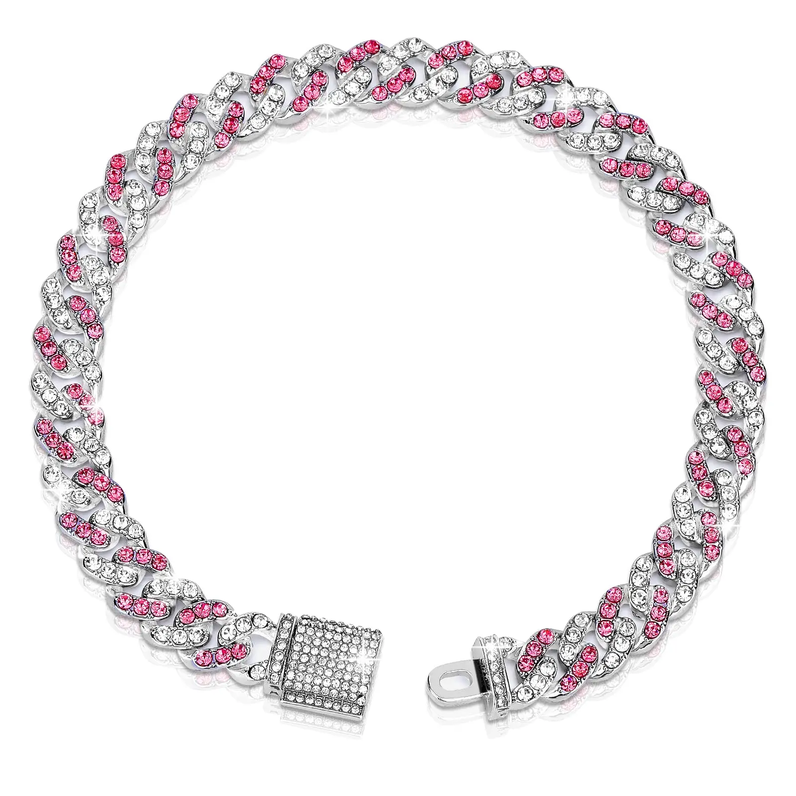 

Rhinestone Gold Cuban Link Dog Collar With Custom Logo Material Dog Chain Dog Chain