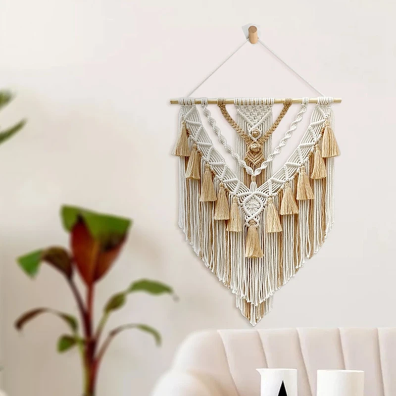 

Hand-Woven Color Macrame Wall Hanging Ornament Boho Craft Decoration Gorgeous Tapestry for Livingroom Decor Green