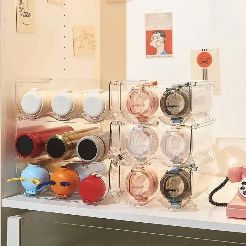 

1 piece/box, transparent bracket, stackable storage rack, water bottle, household desktop thermos cup
