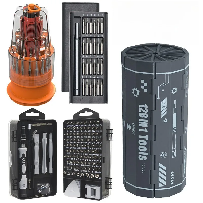 128-in-1 Precision Screwdriver Set CR-V Magnetic Phillips Slotted Bits 25/28mm Shaft for Phone Laptop Repair Tool Kit