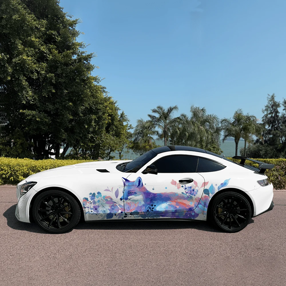 

Neon Gradient Fox Car Side Sticker Decoration, PVC Waterproof Scratch Resistant Decal, Car Protection, Auto Accessories Gift