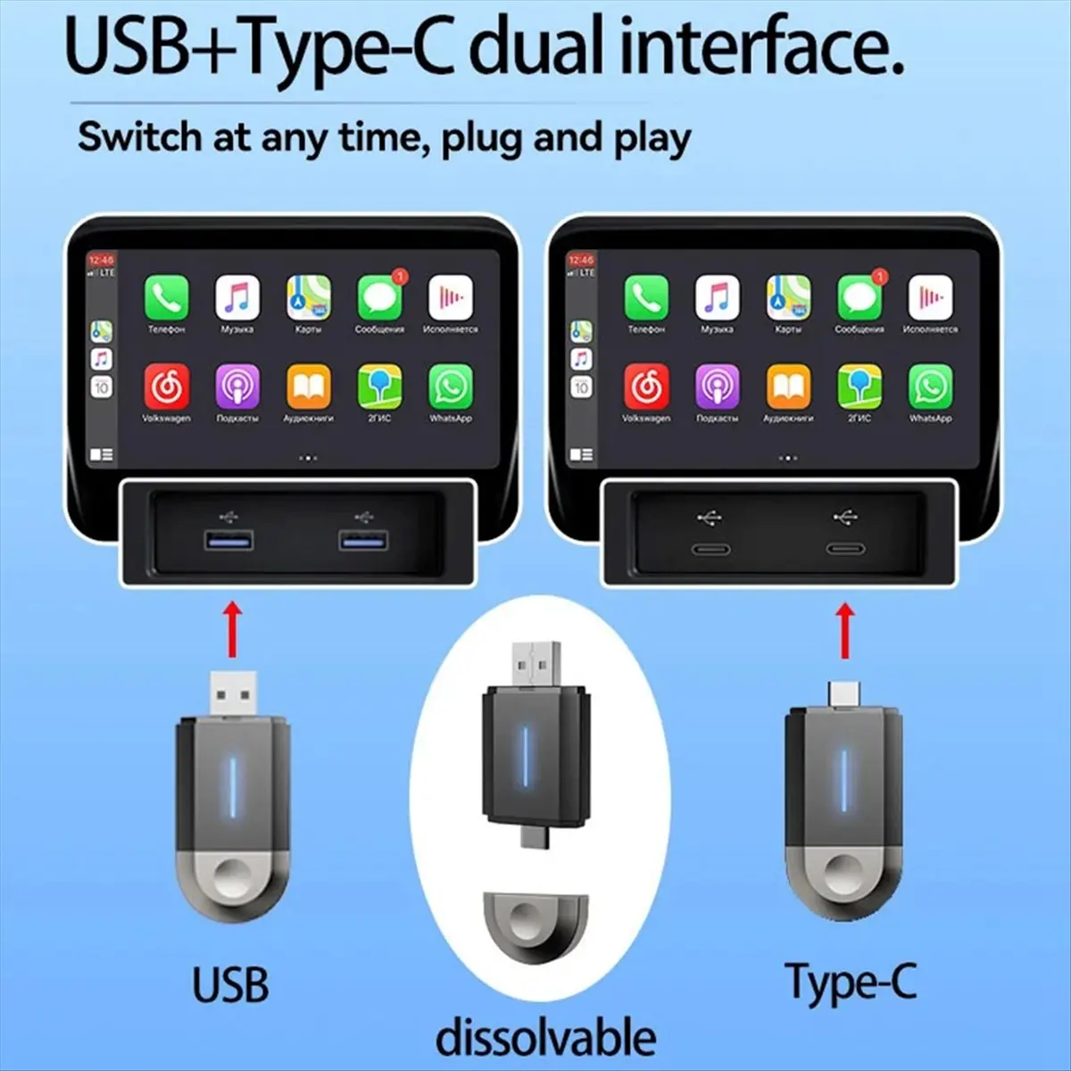 fine New Mini Wireless CarPlay Android Auto Wireless Adapter Smart 2in1 Box for Hyundai Benz Ford Audi Lincoln Volvo Auto