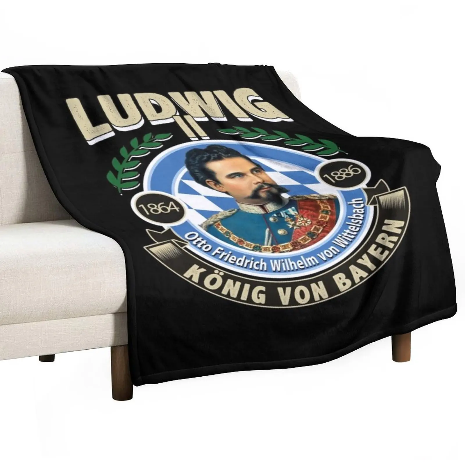 LUDWIG II - KING OF BAVARIA Throw Blanket Quilt Blanket bed plaid Plaid on the sofa Luxury Designer Blanket