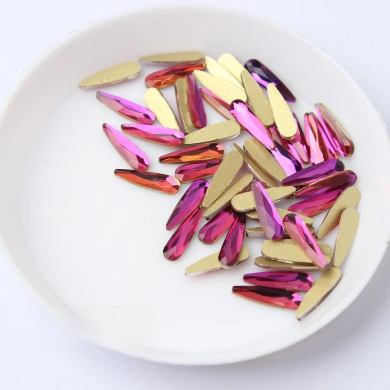 100pcs wholesale 3*10mm water drop Flat Back Nail Rhinestone  Special Shaped Crystal Art Stones 3D Personalized Decoration