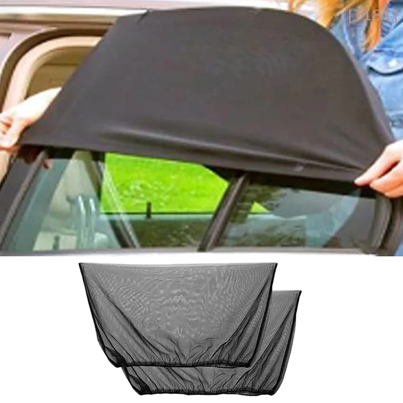 [E] 4 PCS Car Window Shades, Stretchy Mesh Front Rear Side Window Sun Shades For Heat Block UV Protection