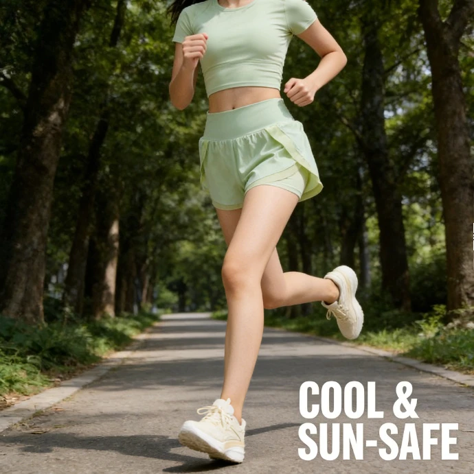 

Женские спортивные шорты с защитой от солнца для лета, бега, фитнеса и йоги, 2 в 1, с защитой от просвечивания