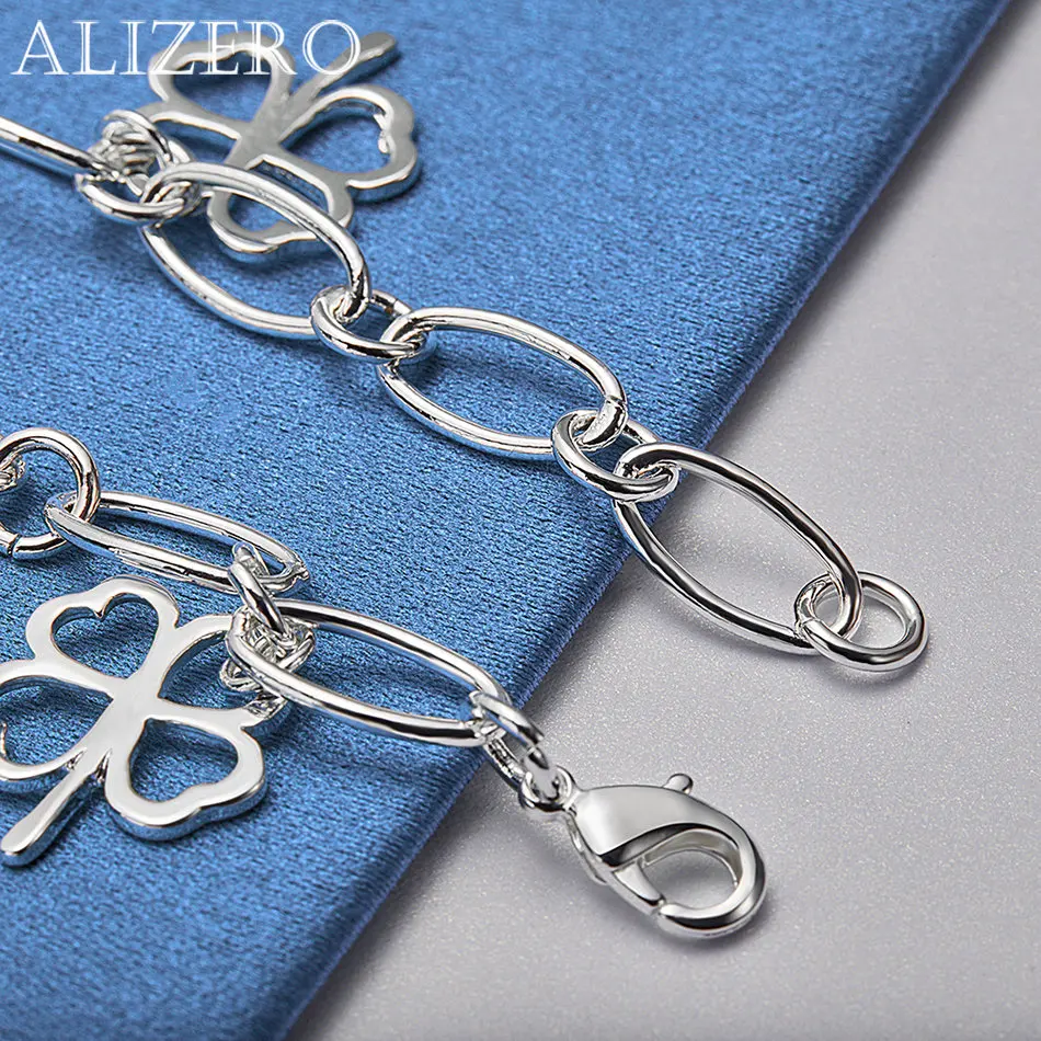 ALIZERO 925 Sterling Silver Bracelets Lucky Clovers Bracelet For Women Fashion Wedding Party Jewelry Wholesale