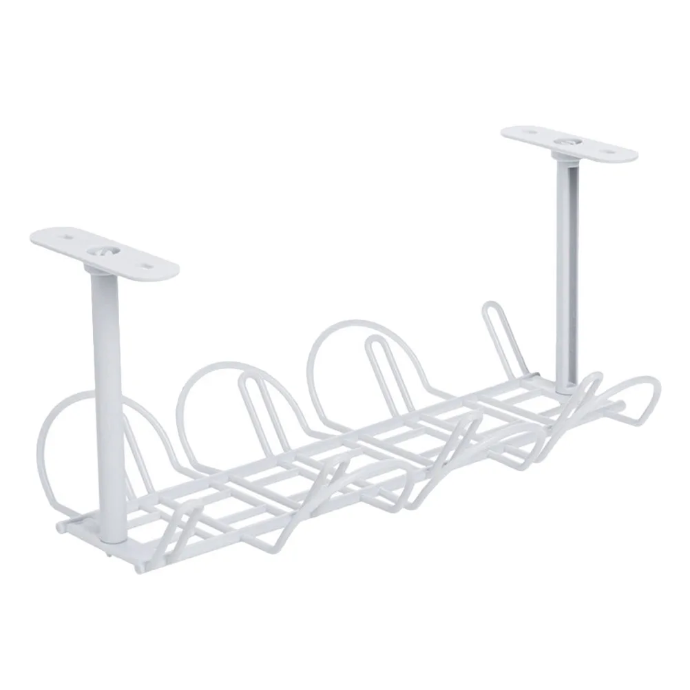

White Metal Cable Management Basket Wire Tray Under Desk ganizer Power Strip Holder Storage Rack Household Professional Cable