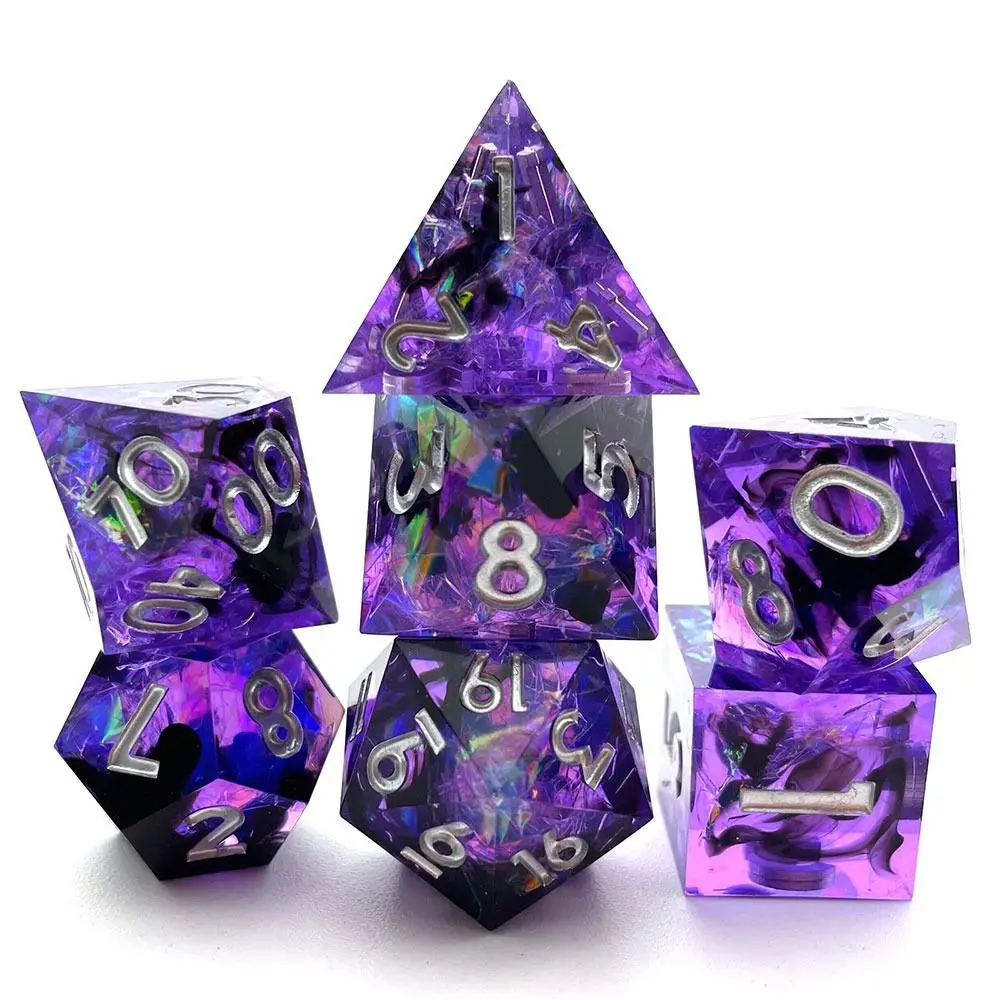 7Pcs Polyhedral Resin Dice Set Dices Table Games Accessory D6 D8 D10 D12 D20 For D&d DND