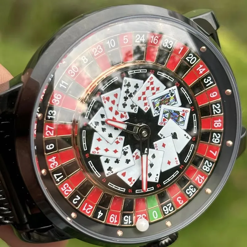 Richard New Mechanical Watch NH36 Sapphire Glass Rotating Dial Las Vegas Roulette Desktop Theme Automatic Watch Men Texas Holdem