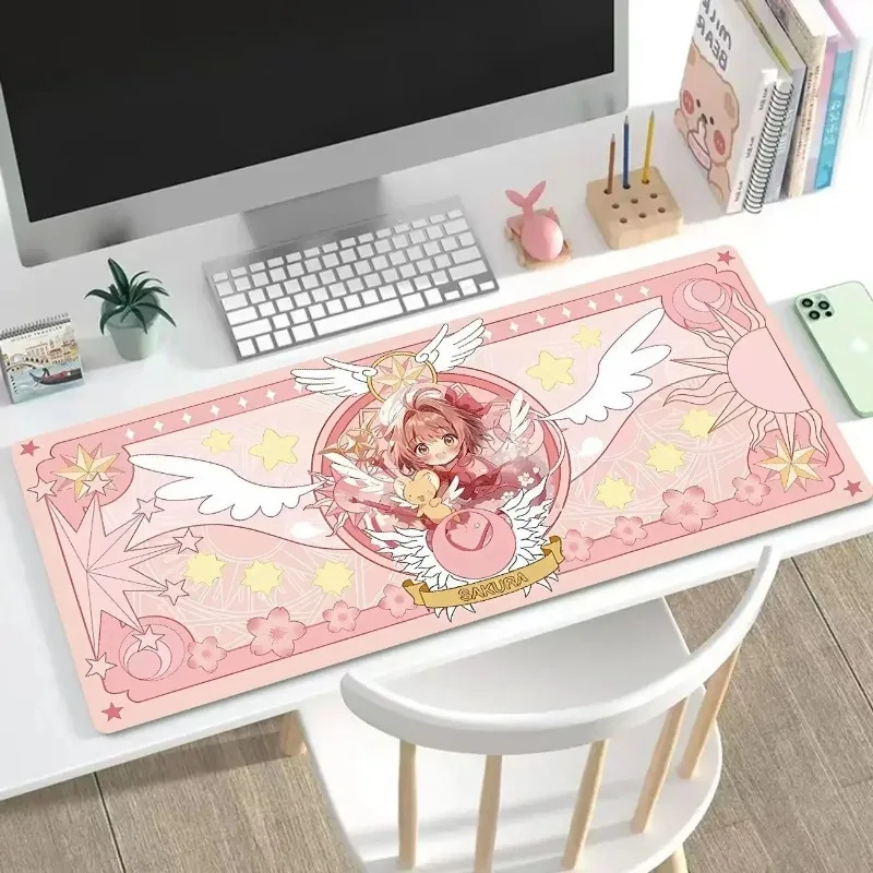 MINISO Card Captor Sakura Pink Mouse Pad Non-slip Waterproof Rubber for Office & Learning Universal Keyboard Mat Ideal for Girls