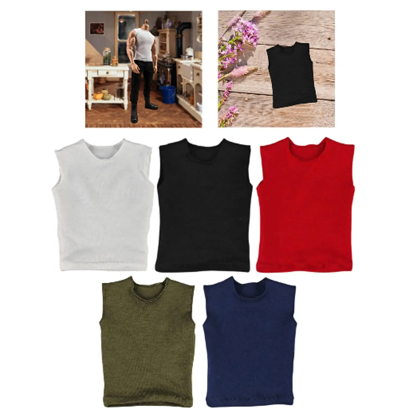 

Men T Shirt Sleeveless Vest 1:6 for 12in Male Action Figures Doll Model