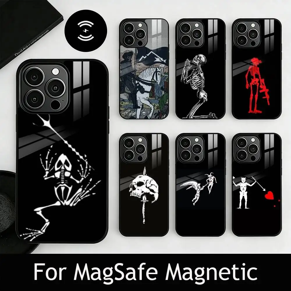 skull military style Phone Case For iPhone17,16,15,14,13,12,11 Plus,Pro Magnetic For Magsafe Wireless Charging