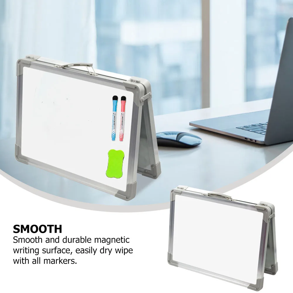

Magnetic White Board Double Sided Foldable Aluminum Kids Writing Board Erasable Dry Wipe Surface Portable Plain White