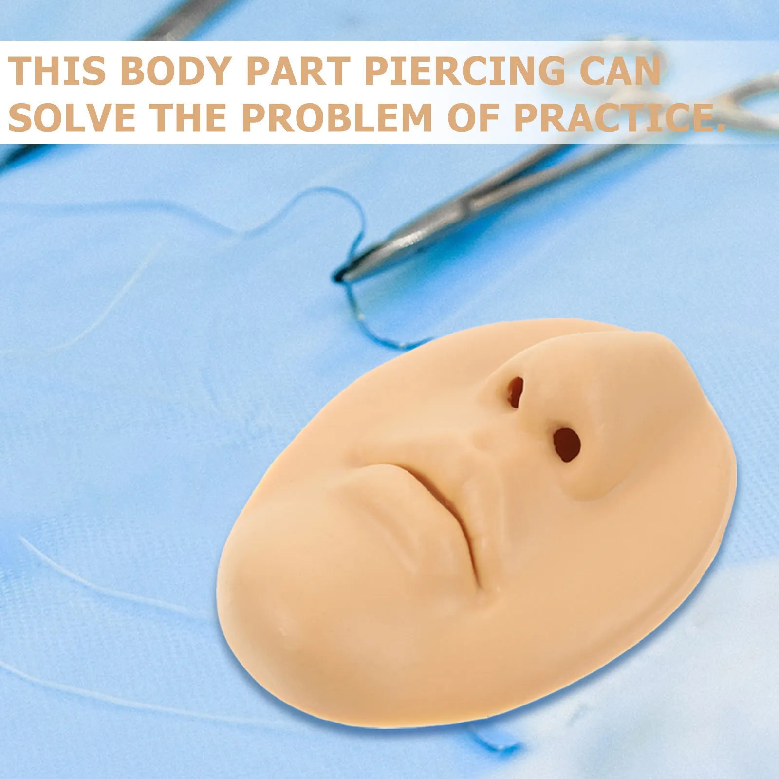 

1Set Flexible Fake Face Nose Ring Display Prop Realistic Mouth Body Part for Piercing Practice Training and Dental Teaching